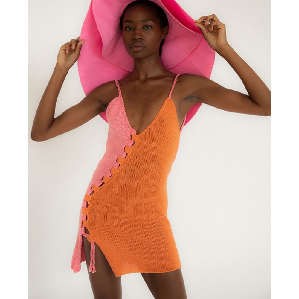 TACH Clothing Maribel Knit Dress- Orange/Pink- Medium- NWT